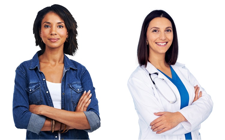 A patient and a healthcare professional.