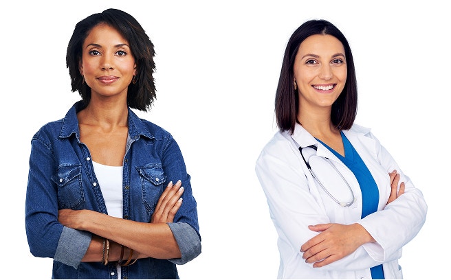 Un patient et un professionnel de la santé.